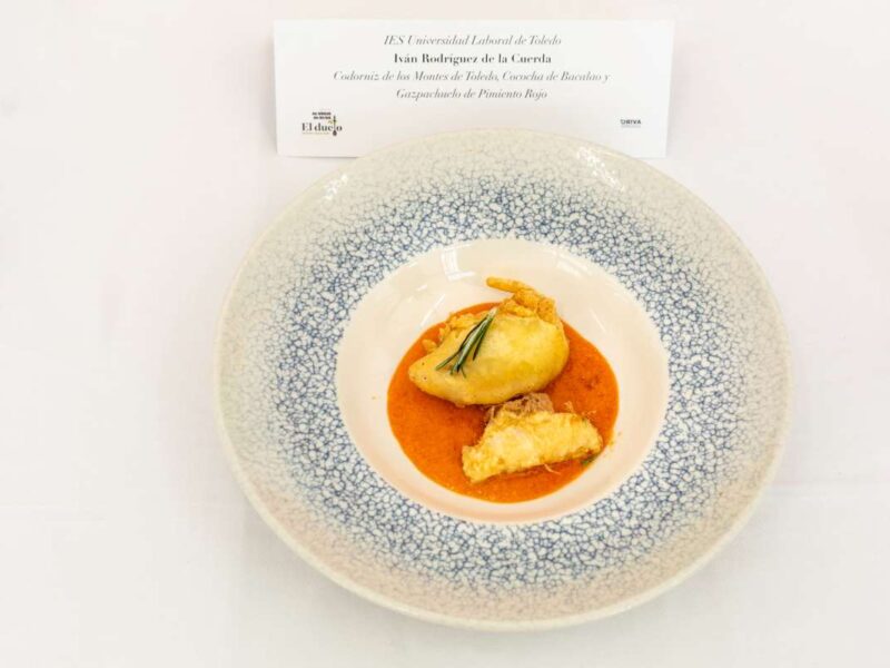 Codorniz de los Montes de Toledo, Cocochas de Bacalao y Gazpachuelo de Pimiento Rojo, Iván Rodriguez de la Puerta, IES Universidad Laboral de Toledo